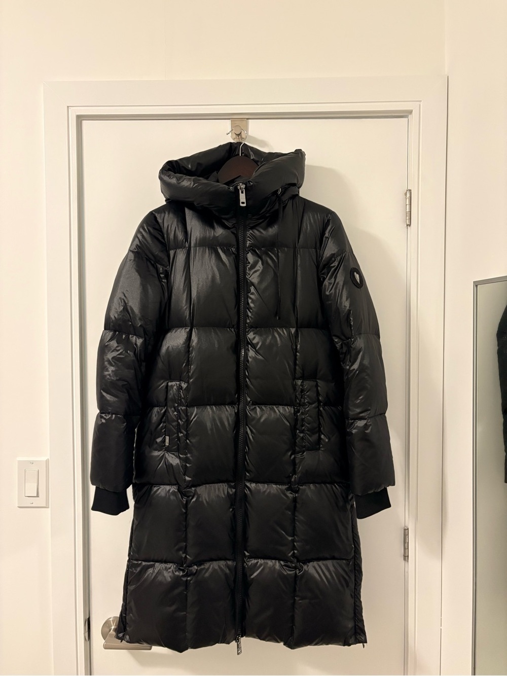 Mos Mosh Black Long Puffer Coat with side zippers